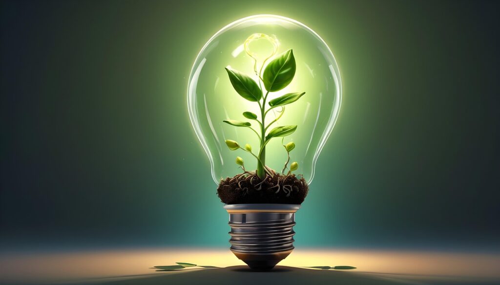 ai generated, nature, light, bulb, green, leaves, environment, energy, idea, electricity, creative, power, innovation